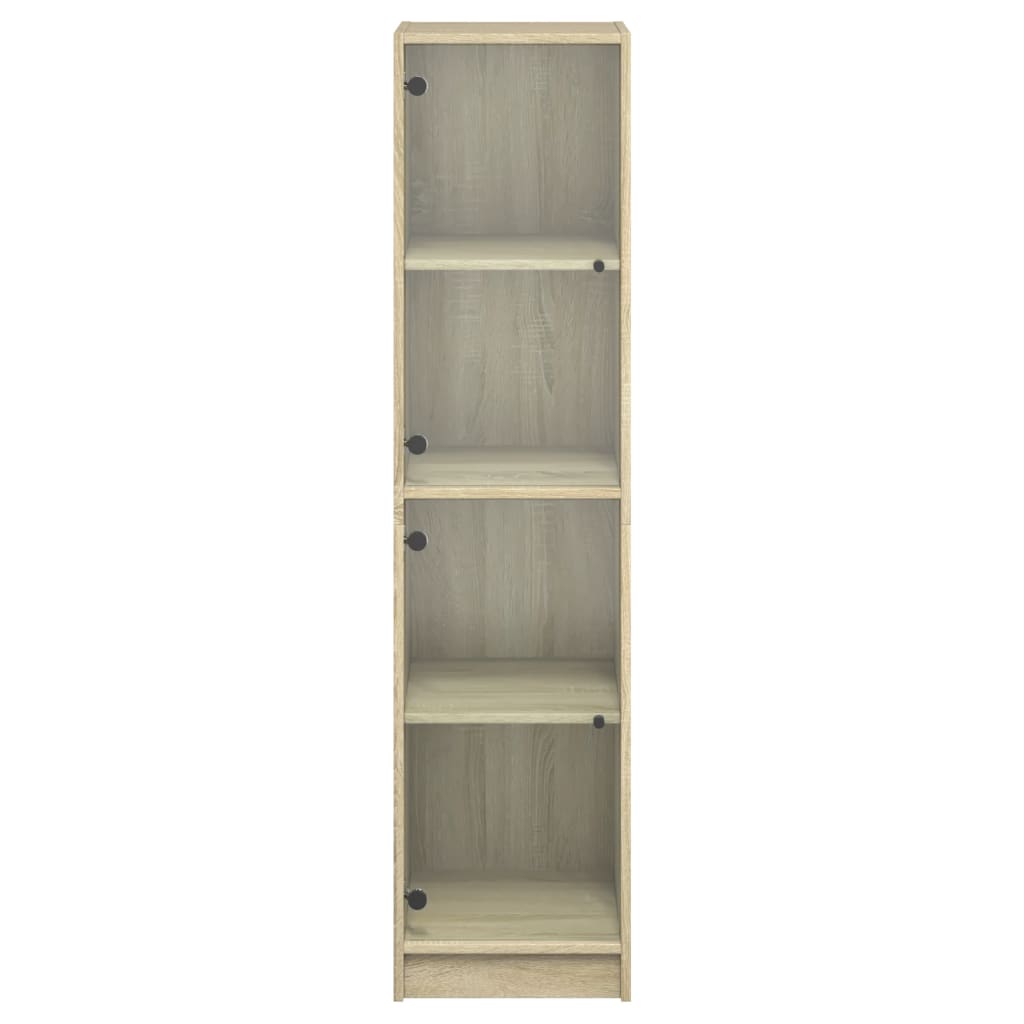 Highboard med glassdører sonoma eik 35x37x142 cm