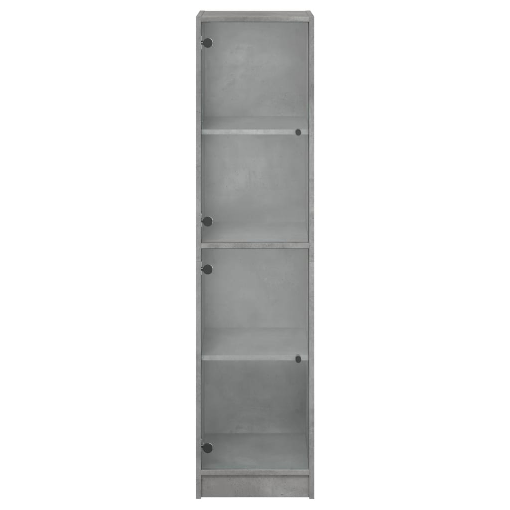 Highboard med glassdører betonggrå 35x37x142 cm