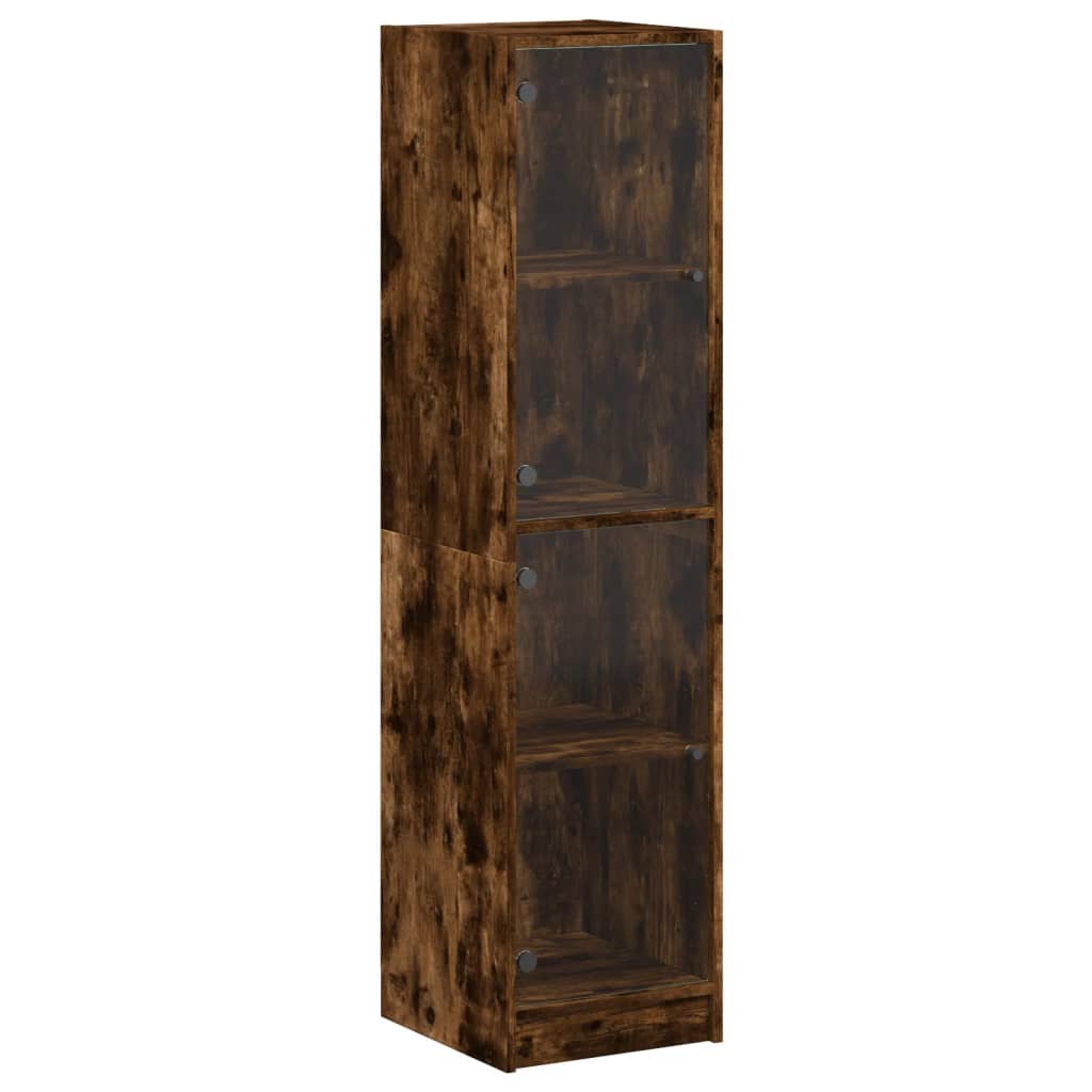 Highboard med glassdør røkt eik 35x37x142 cm