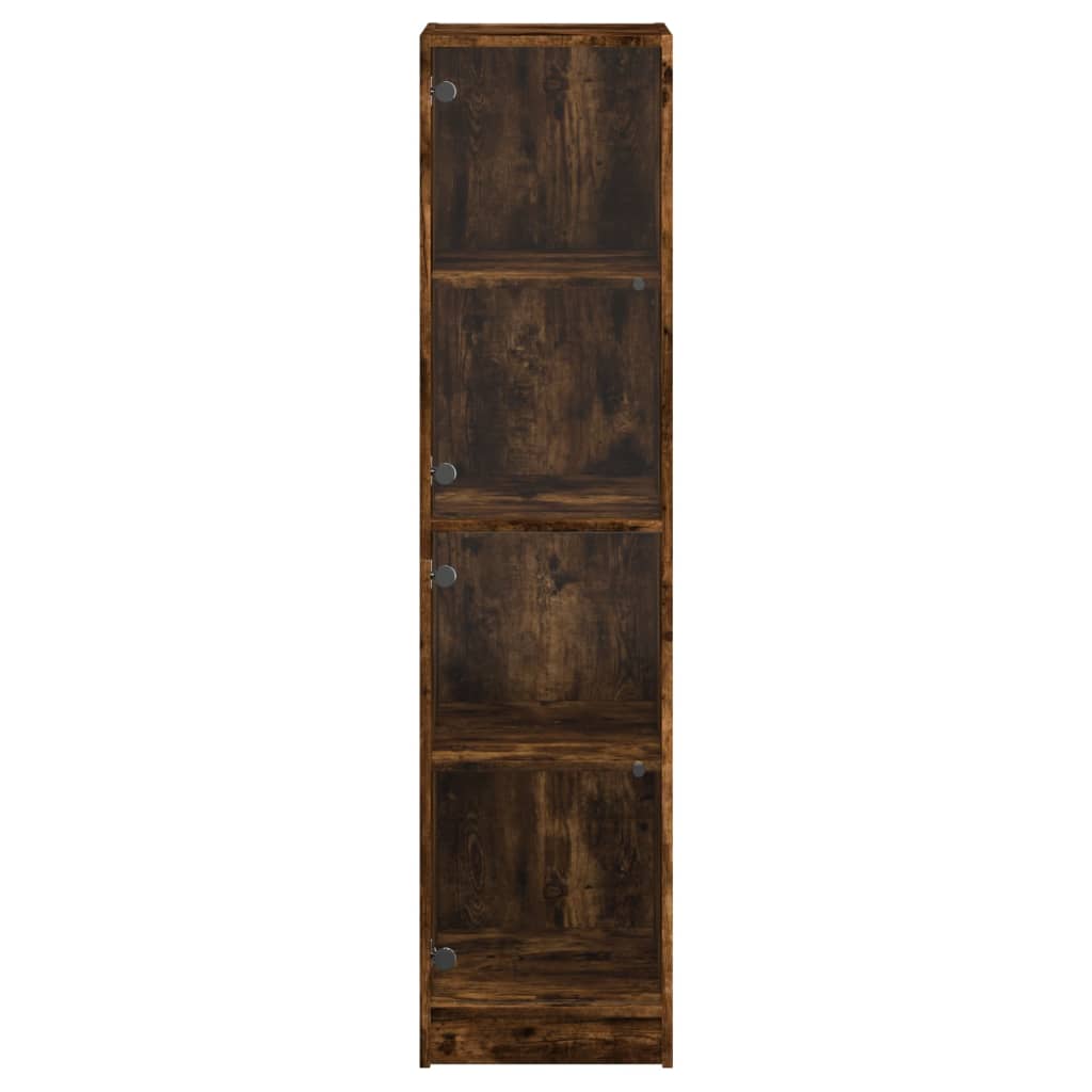 Highboard med glassdør røkt eik 35x37x142 cm
