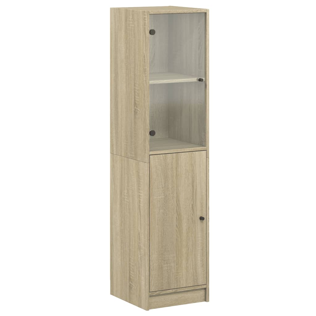 Highboard med glassdører sonoma eik 35x37x142 cm
