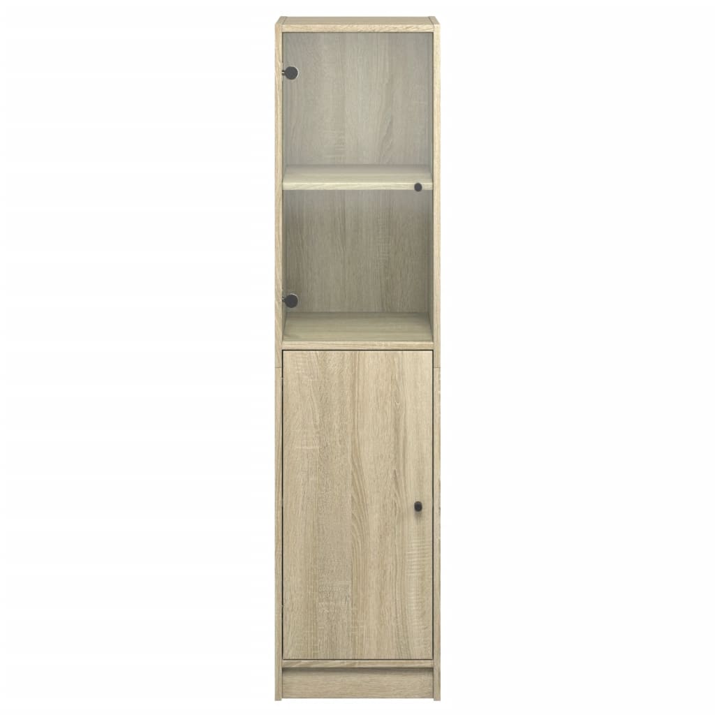 Highboard med glassdører sonoma eik 35x37x142 cm