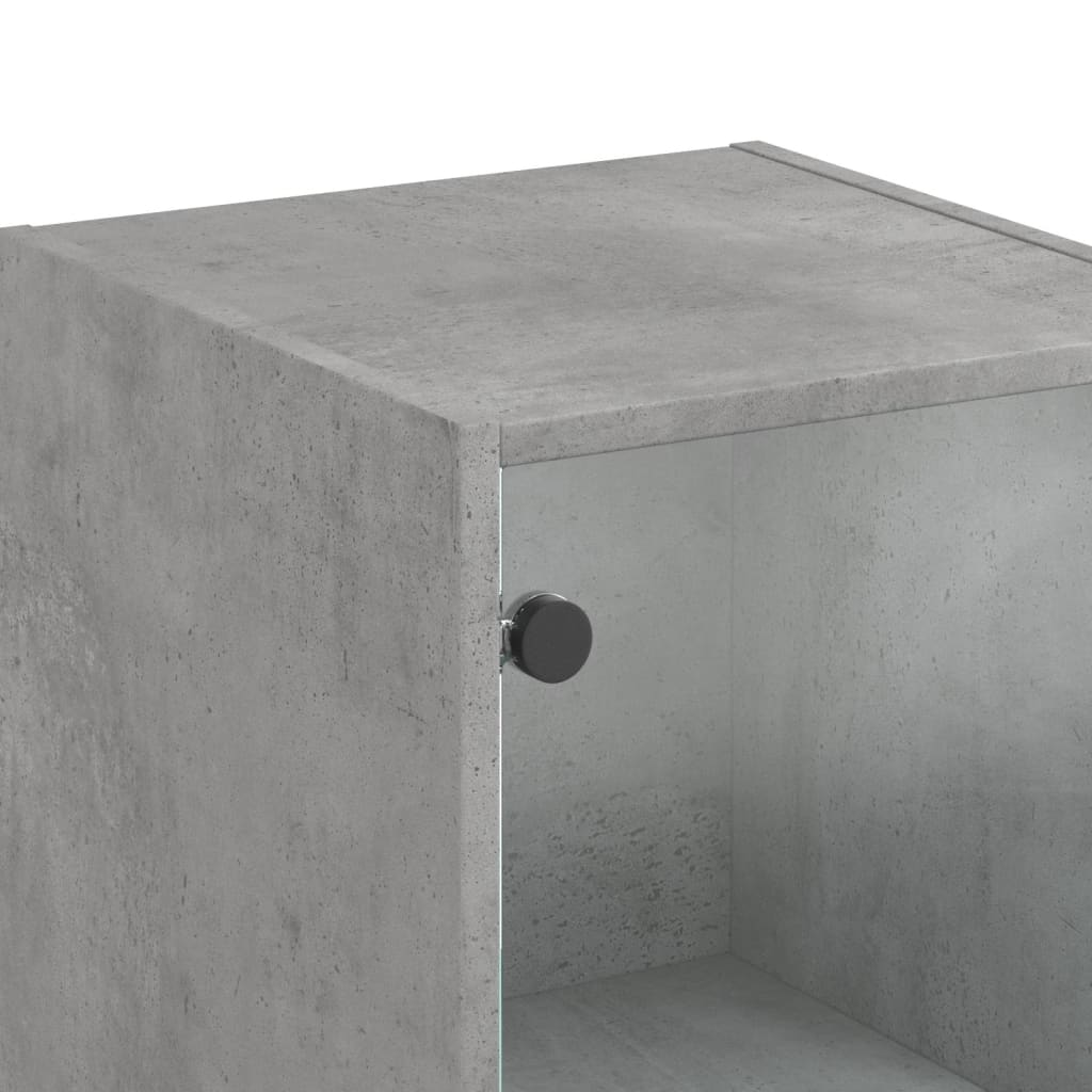 Highboard med glassdører betonggrå 35x37x142 cm