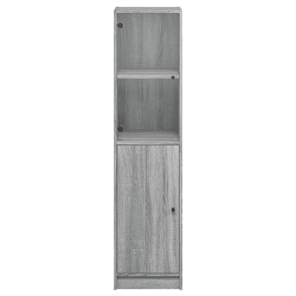 Highboard med glassdører grå sonoma 35x37x142 cm