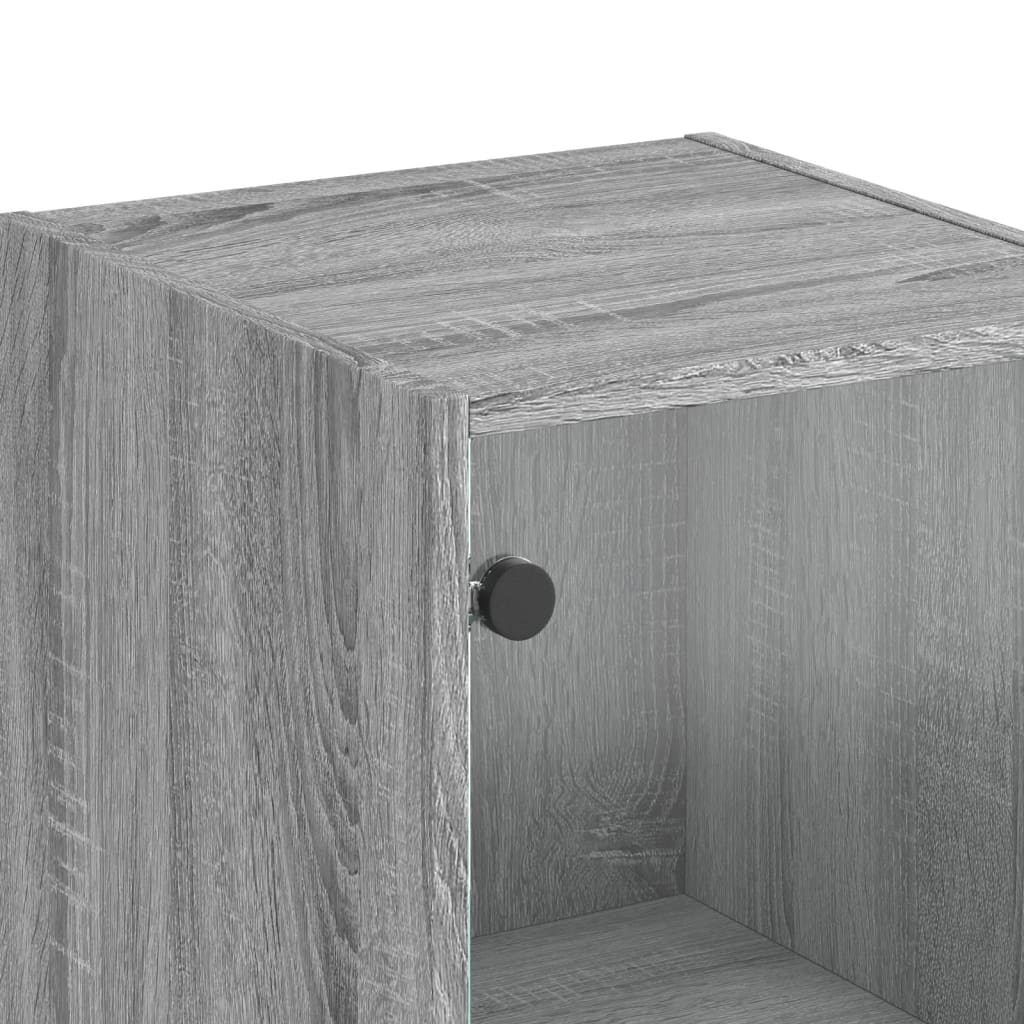 Highboard med glassdører grå sonoma 35x37x142 cm