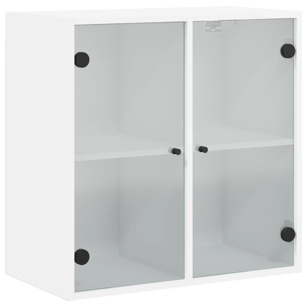 Sideskap med glassdører hvit 68x37x68,5 cm