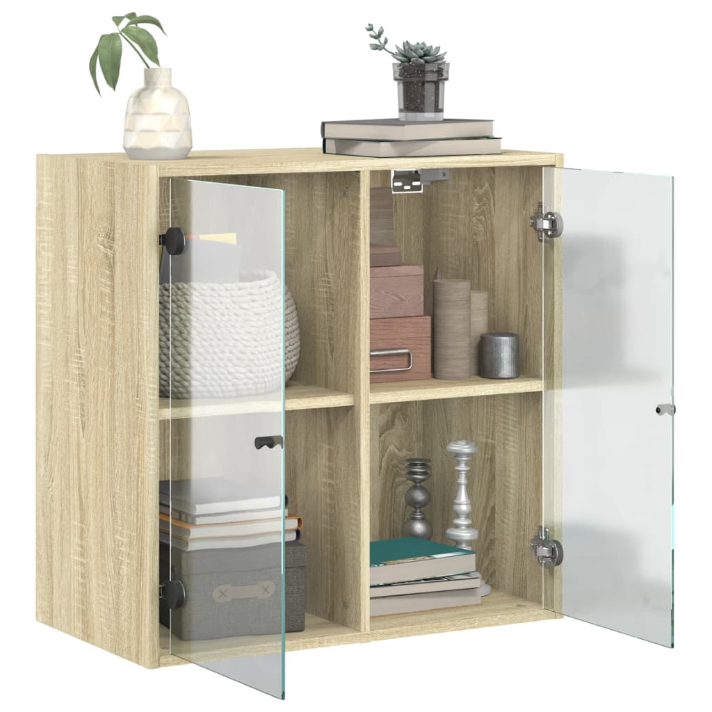 Sideskap med glassdører sonoma eik 68x37x68,5 cm