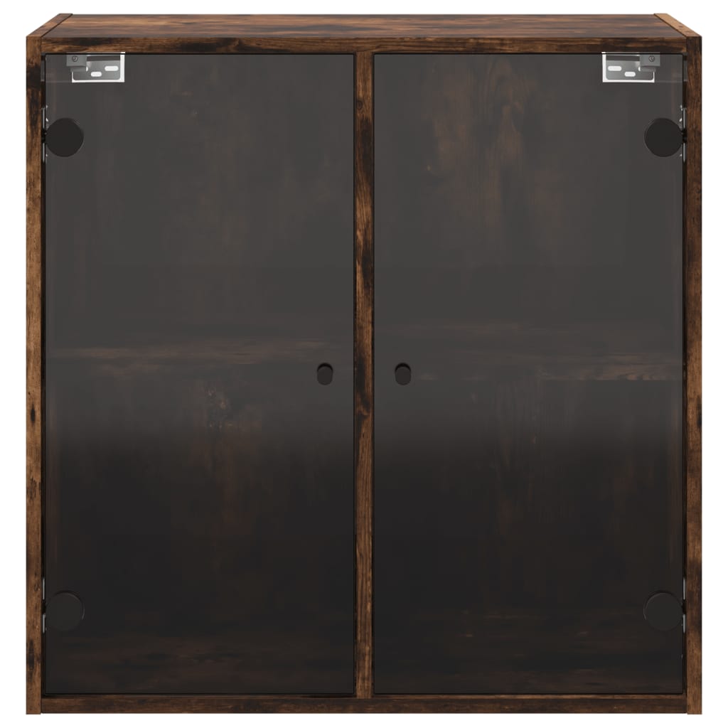 Sideskap med glassdører røkt eik 68x37x68,5 cm