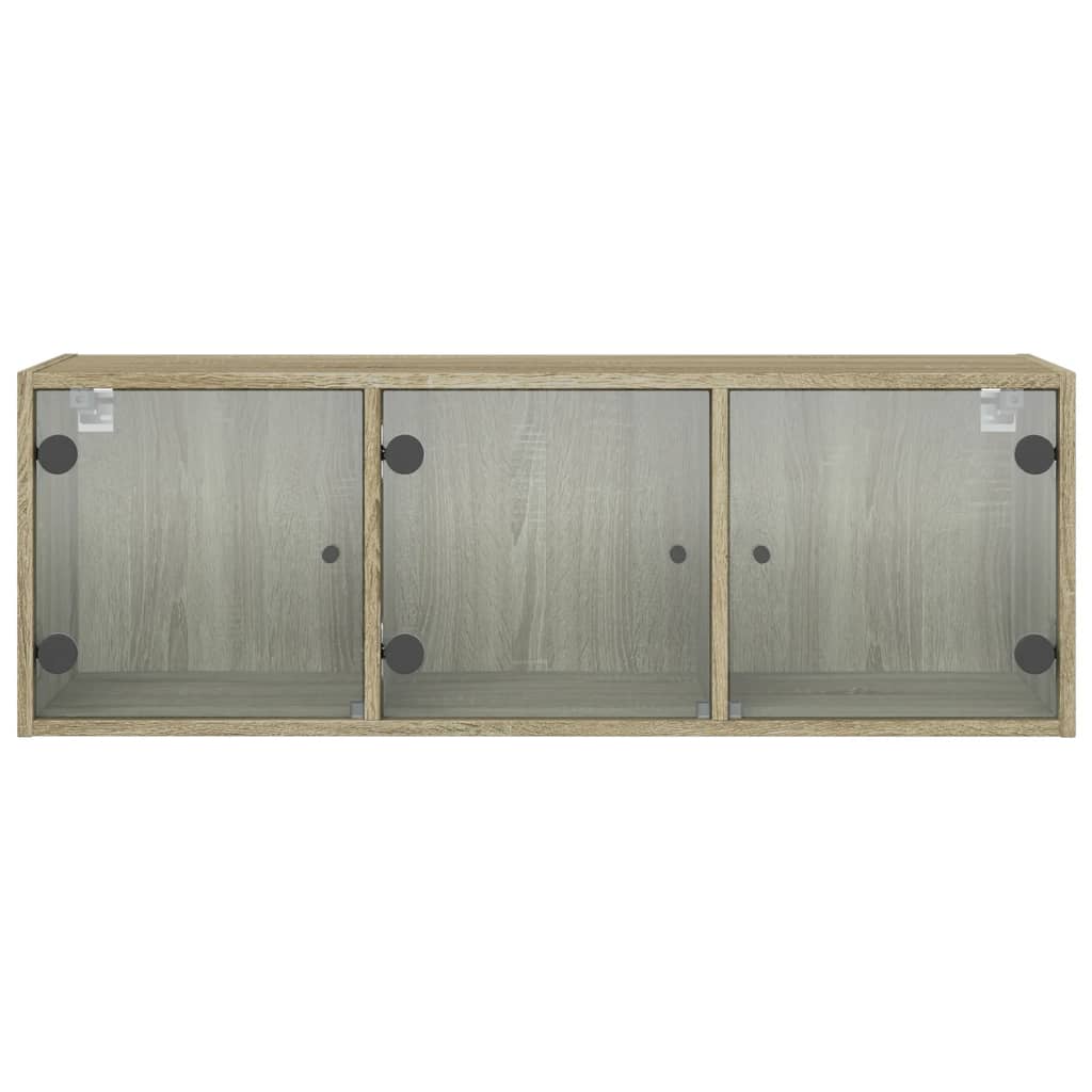Sideskap med glassdører sonoma eik 102x37x35 cm