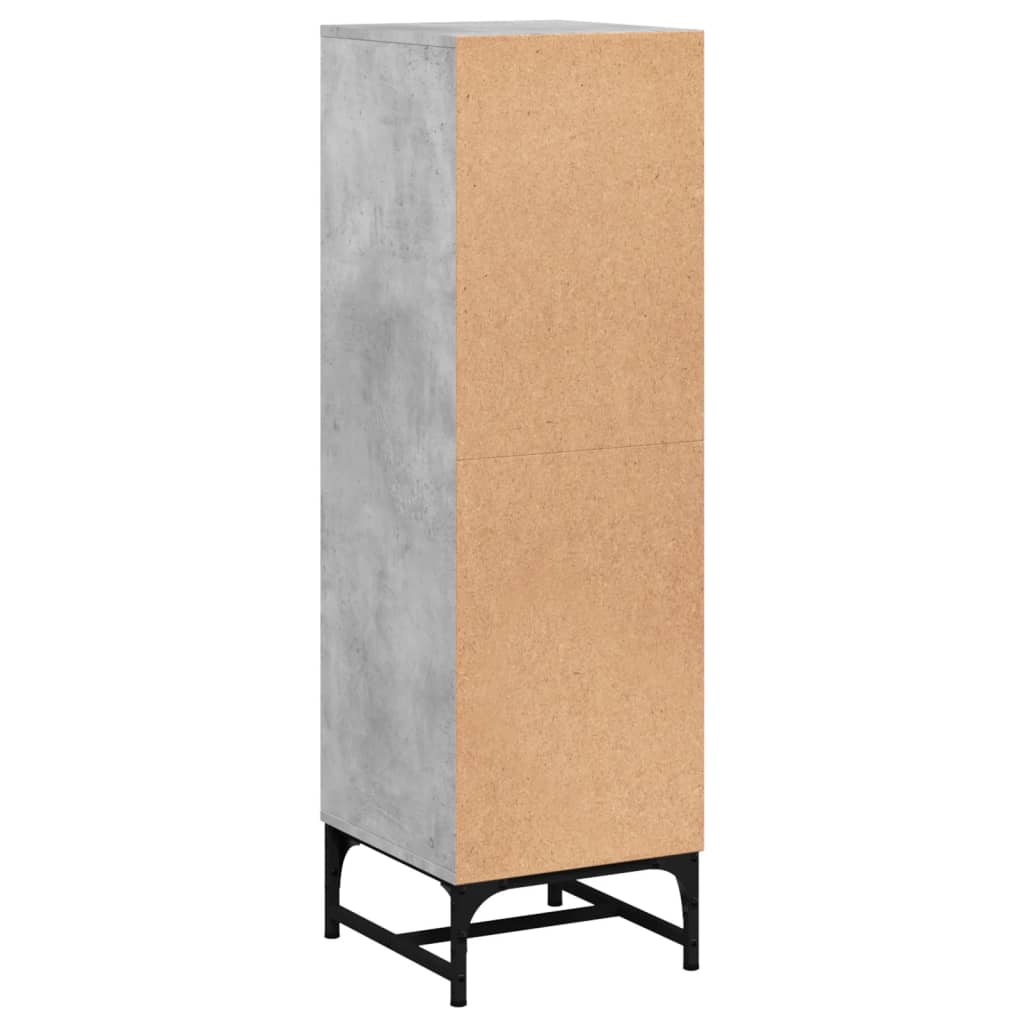 Highboard med glassdører betonggrå 35x37x120 cm