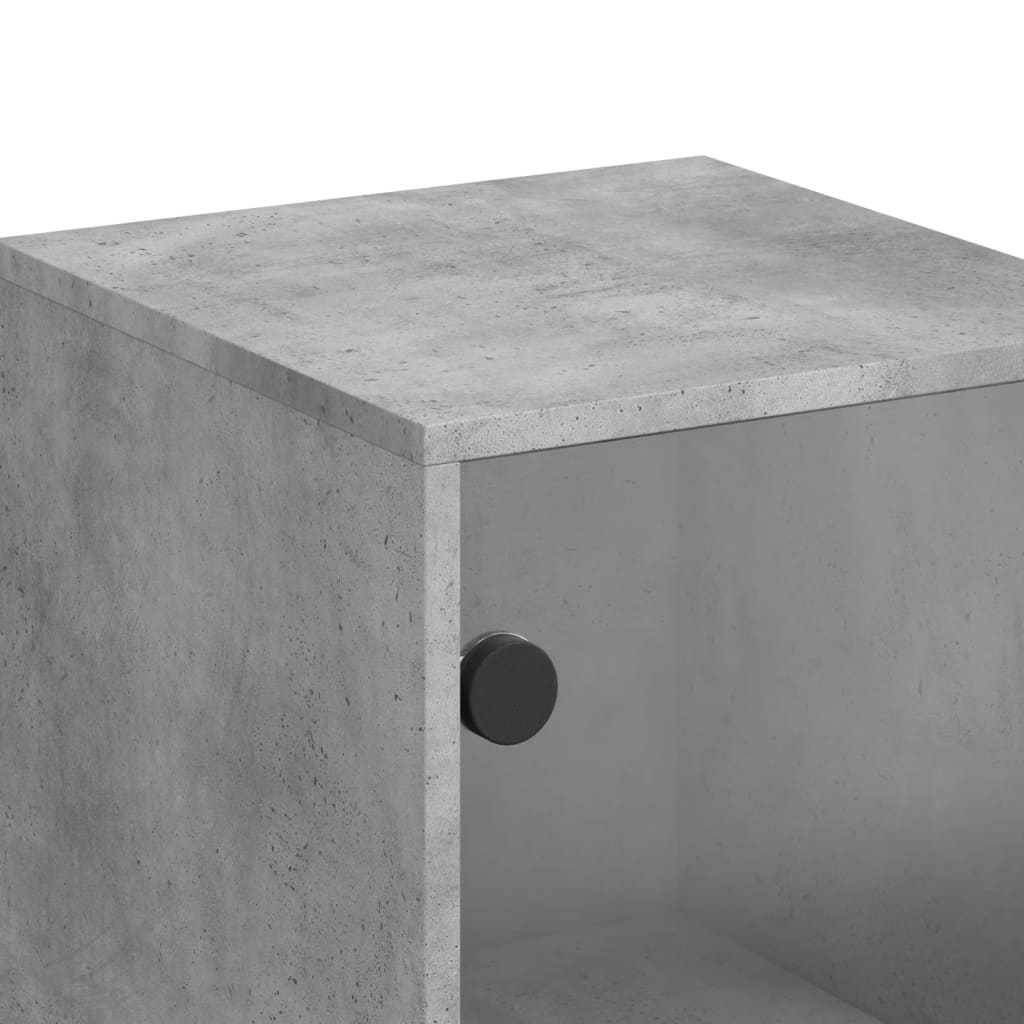 Highboard med glassdører betonggrå 35x37x120 cm