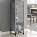 Highboard med glassdører betonggrå 35x37x120 cm