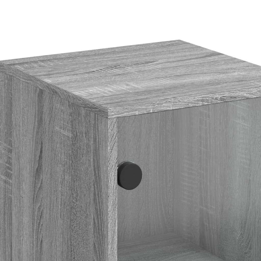 Highboard med glassdører grå sonoma 35x37x120 cm
