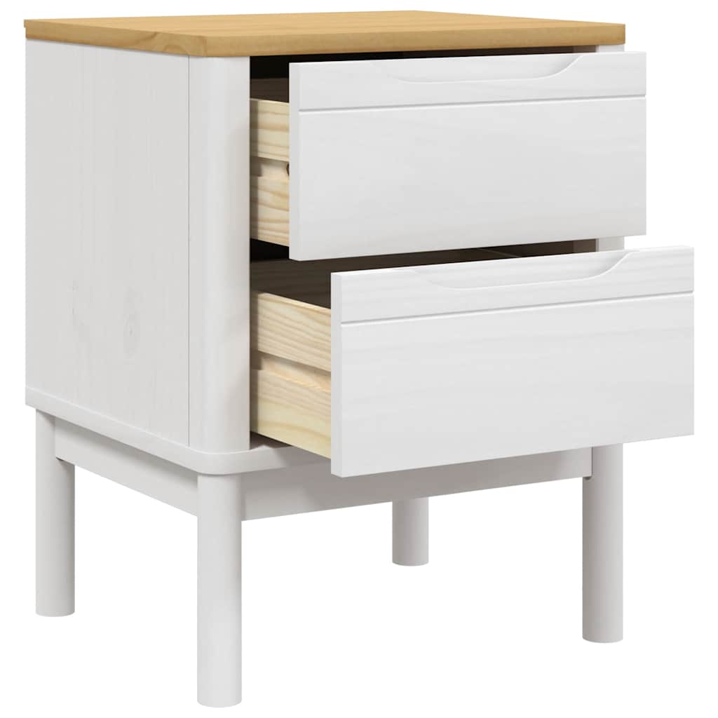 Nattbord hvit 45x39x57 cm heltre furu