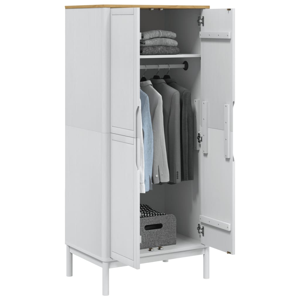 Garderobe FLORO hvit 77x53x171 cm heltre furu