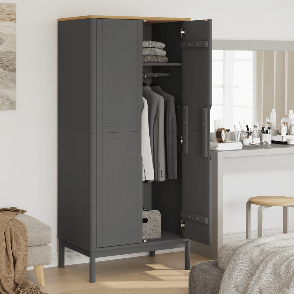 Garderobe FLORO grå 77x53x171 cm heltre furu