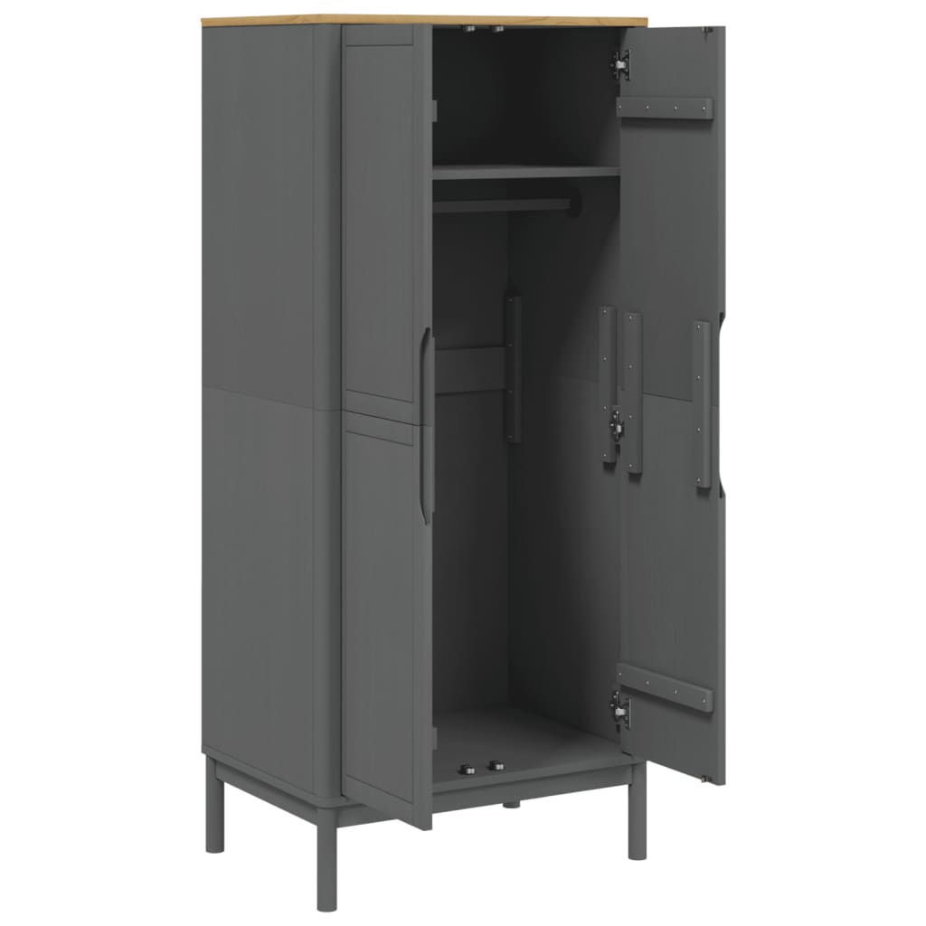 Garderobe FLORO grå 77x53x171 cm heltre furu