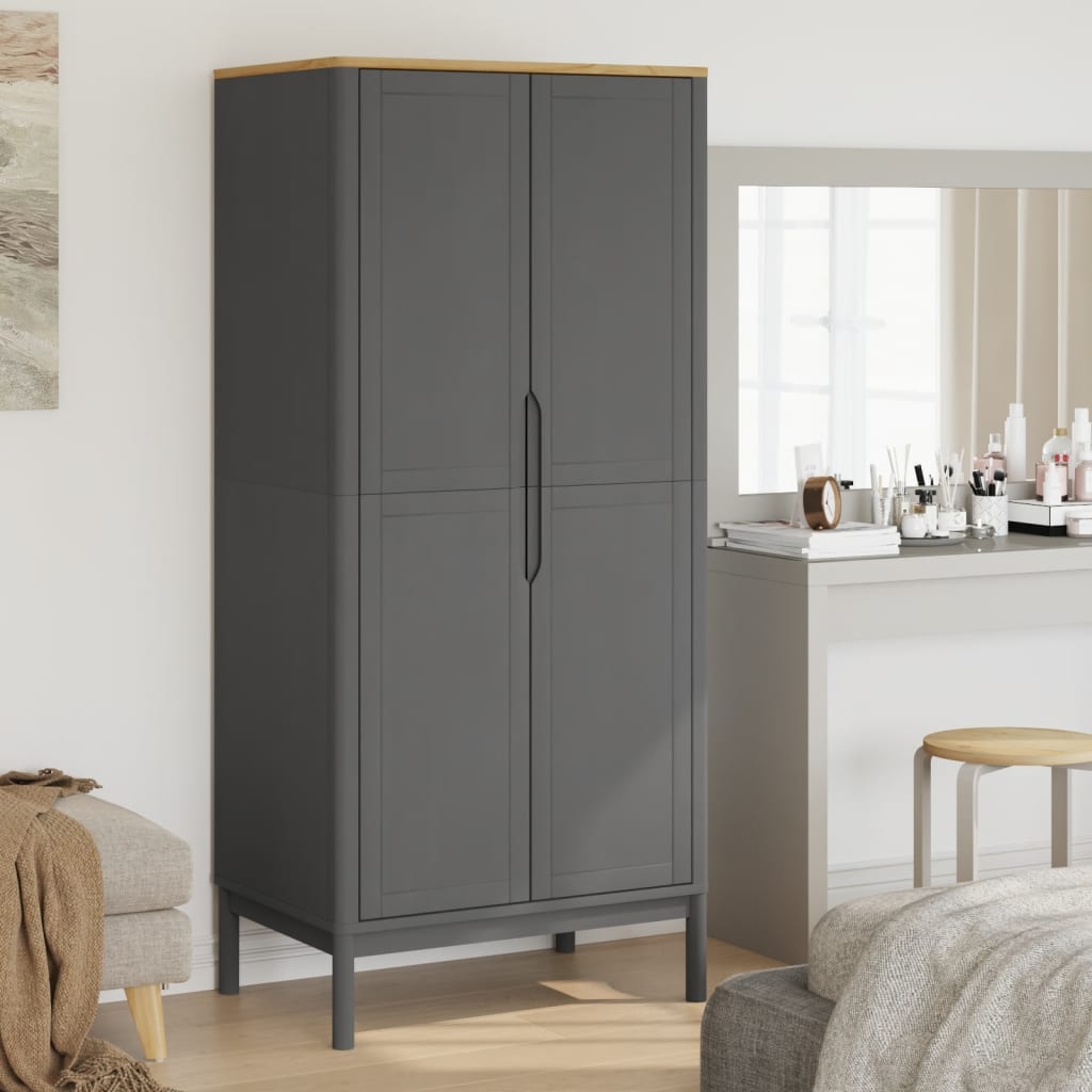 Garderobe FLORO grå 77x53x171 cm heltre furu