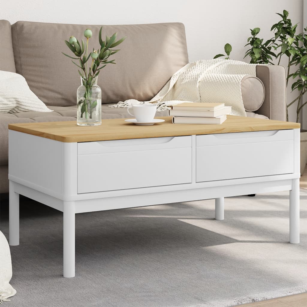 Salongbord FLORO hvit 99x55,5x45 cm heltre furu