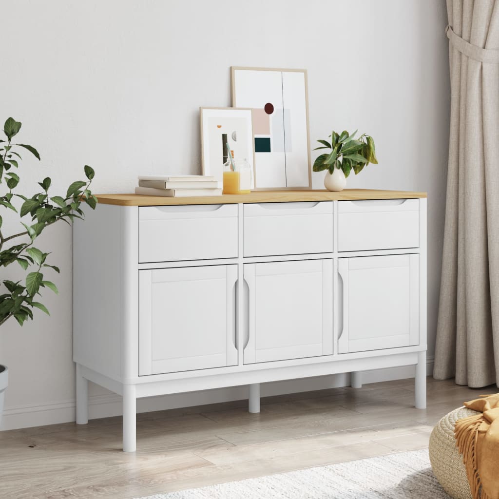 Skjenk FLORO hvit 114x43x74 cm heltre furu