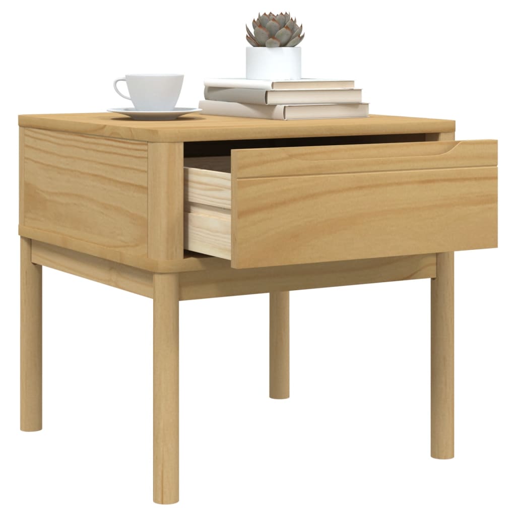 Lampebord FLORO voksbrun 55x55x54 cm heltre furu