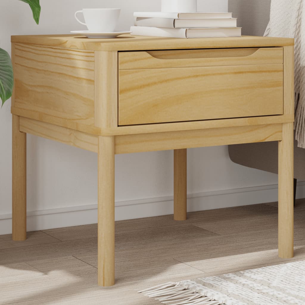 Lampebord FLORO voksbrun 55x55x54 cm heltre furu