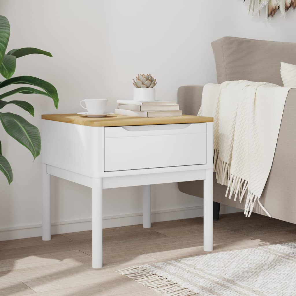 Lampebord FLORO hvit 55x55x54 cm heltre furu