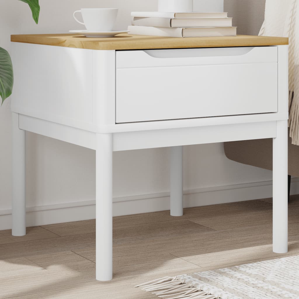 Lampebord FLORO hvit 55x55x54 cm heltre furu