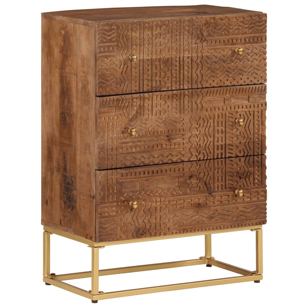 Kommode 55x30x76 cm heltre mango og jern