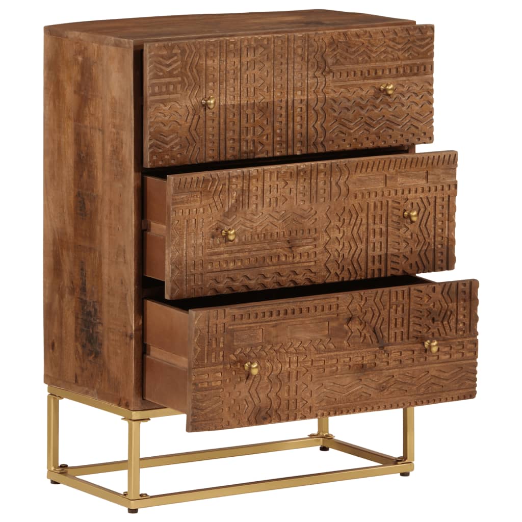 Kommode 55x30x76 cm heltre mango og jern