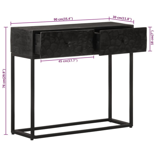 Konsollbord svart 90x30x76 cm heltre mango og jern
