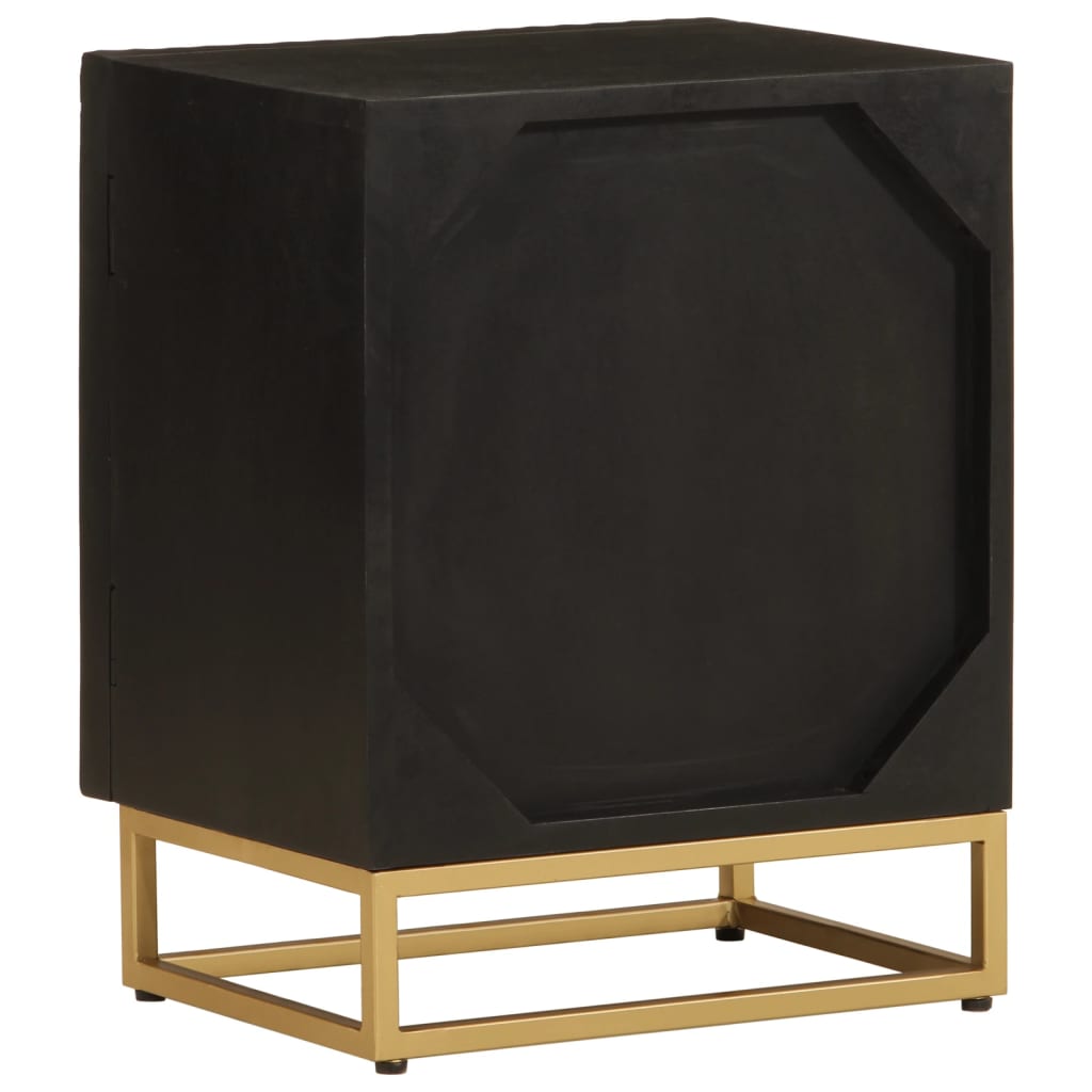 Nattbord svart 40x30x50 cm heltre mango og jern