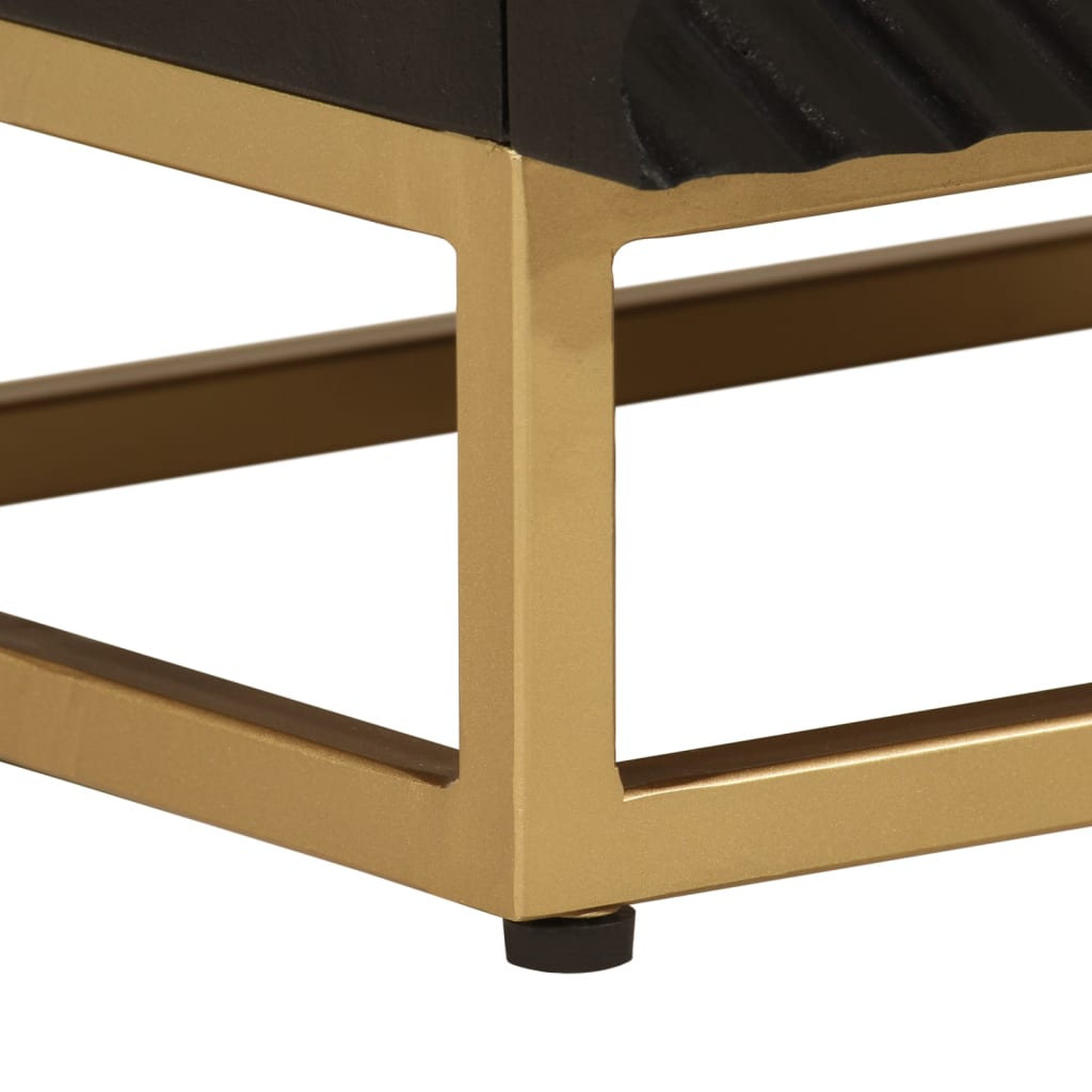 Nattbord svart 40x30x50 cm heltre mango og jern