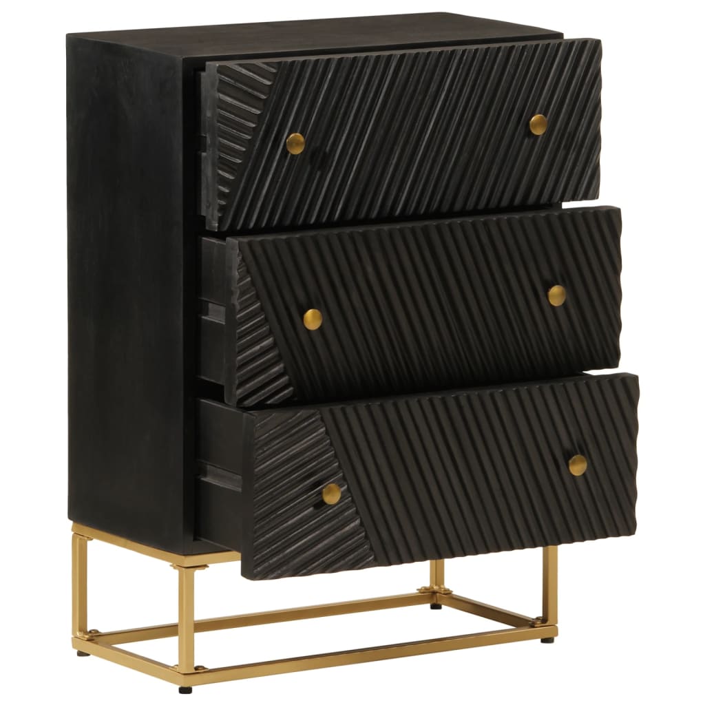 Kommode svart 55x30x76 cm heltre mango og jern