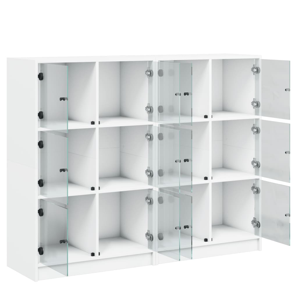 Bokhylle med dører hvit 136x37x109 cm konstruert tre