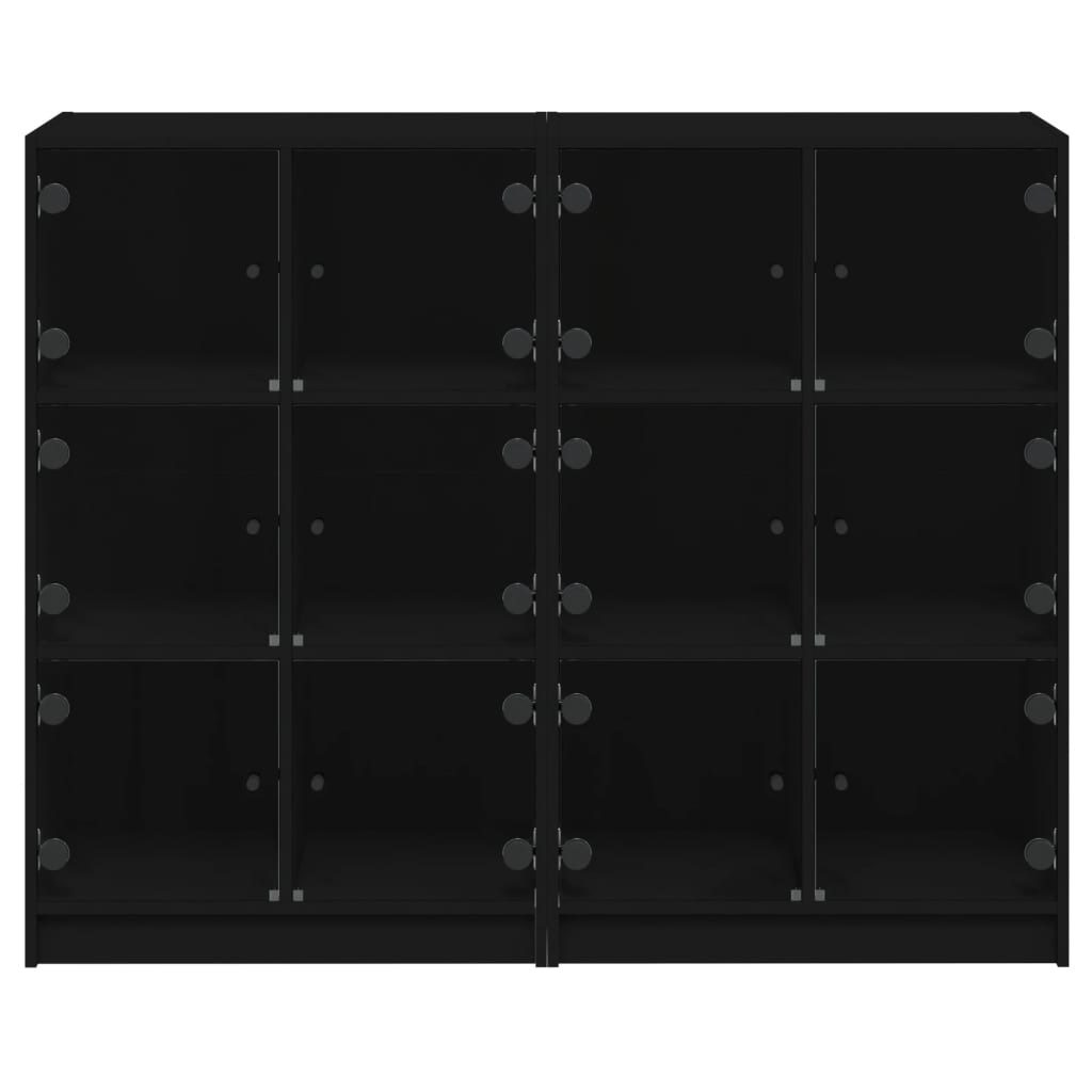 Bokhylle med dører svart 136x37x109 cm konstruert tre