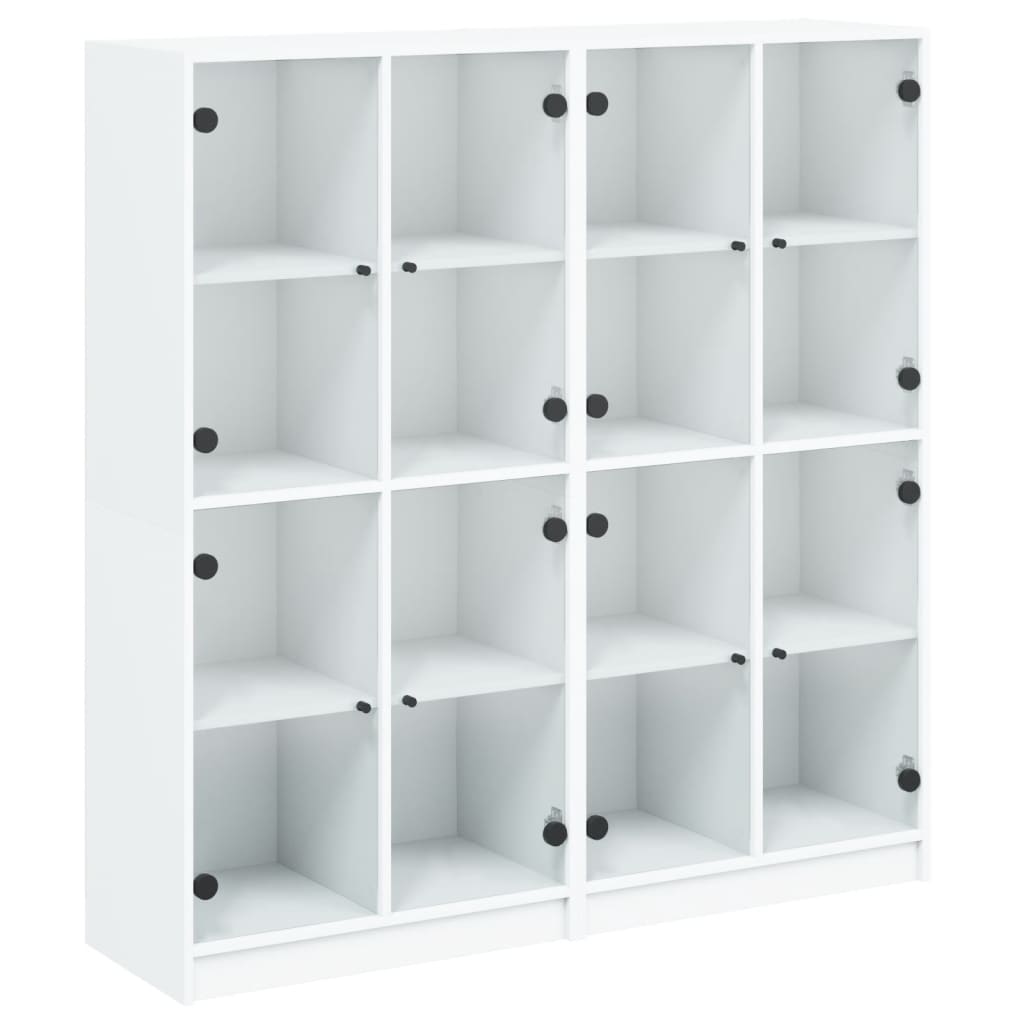 Bokhylle med dører hvit 136x37x142 cm konstruert tre