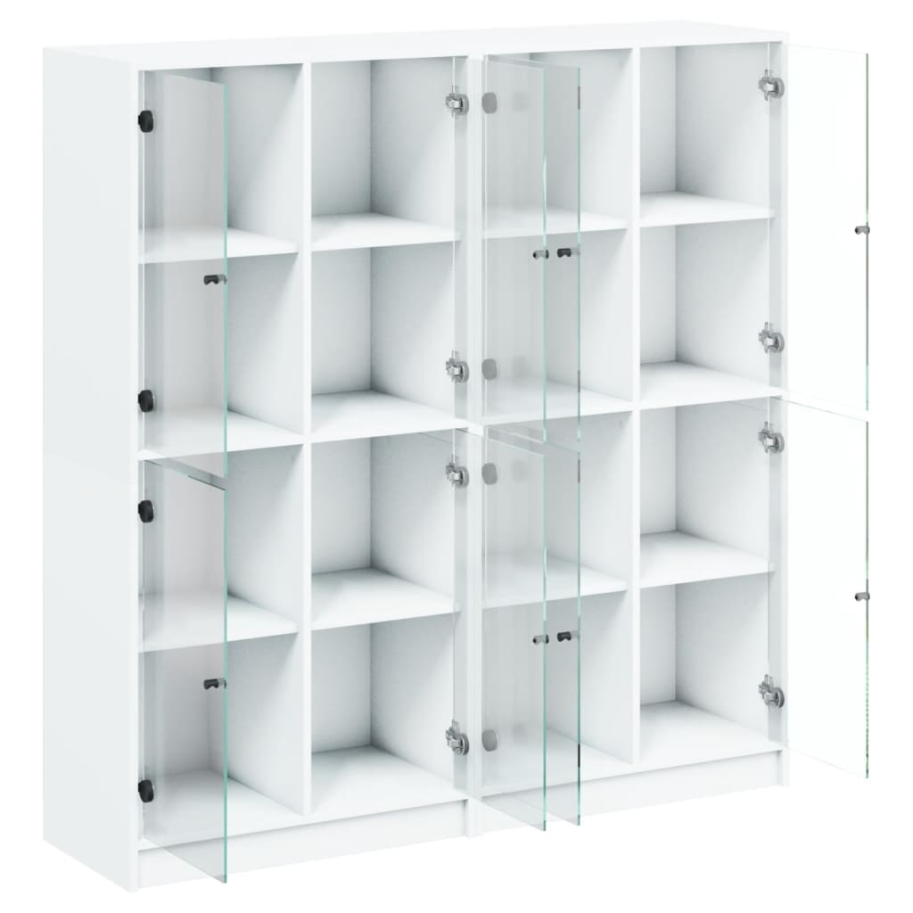 Bokhylle med dører hvit 136x37x142 cm konstruert tre