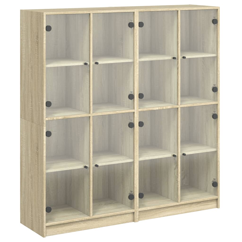 Bokhylle med dører sonoma eik 136x37x142 cm konstruert tre