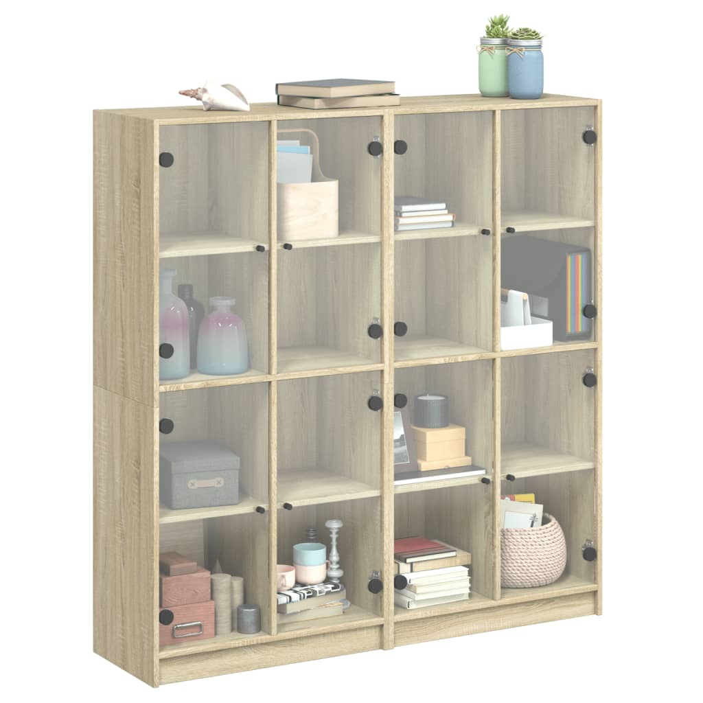 Bokhylle med dører sonoma eik 136x37x142 cm konstruert tre