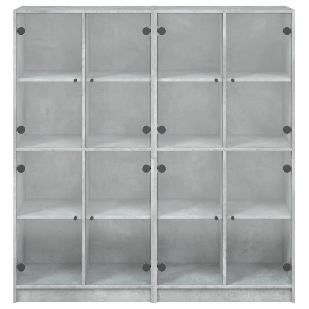 Bokhylle med dører betonggrå 136x37x142 cm konstruert tre
