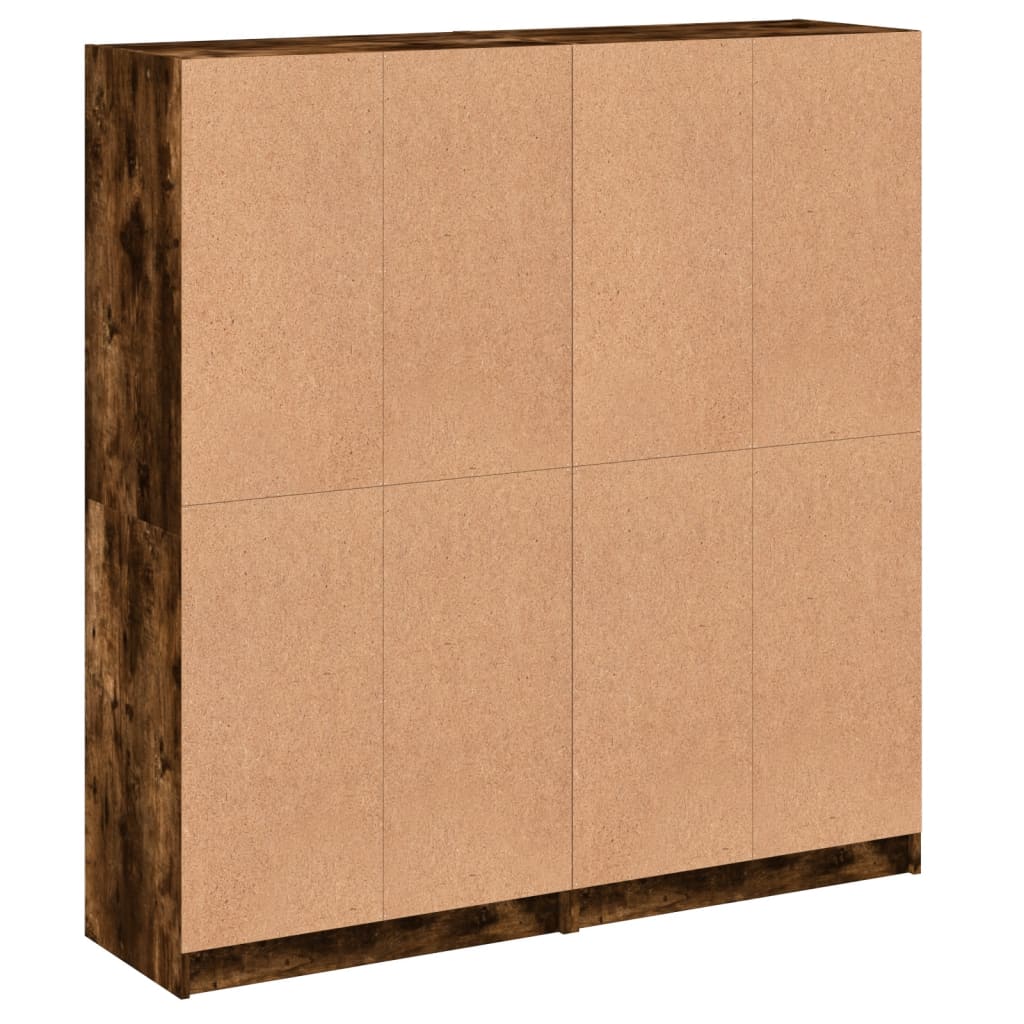 Bokhylle med dører røkt eik 136x37x142 cm konstruert tre
