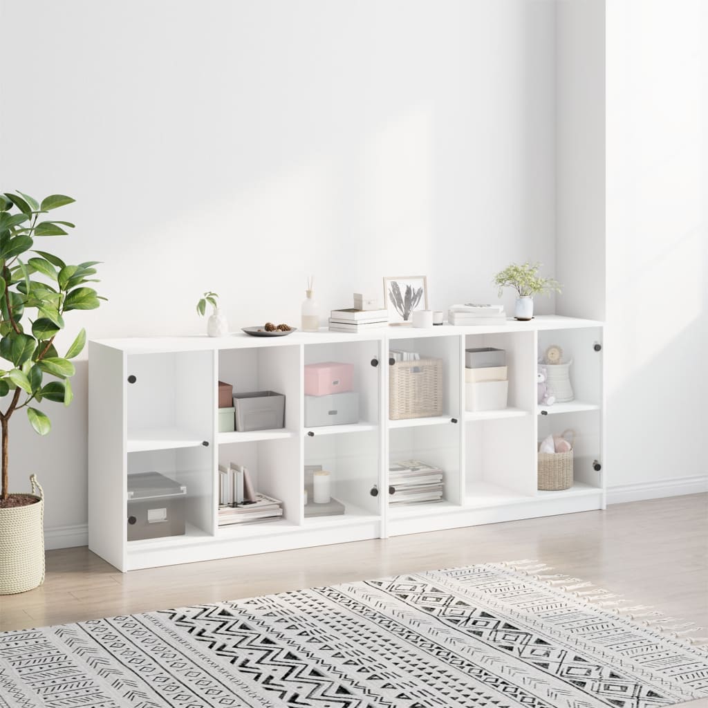 Bokhylle med dører hvit 204x37x75 cm konstruert tre vidaXL