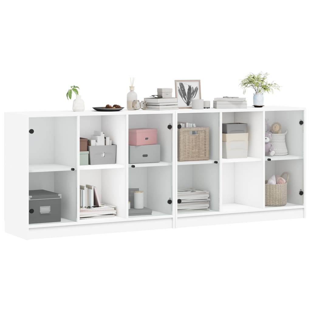 Bokhylle med dører hvit 204x37x75 cm konstruert tre vidaXL