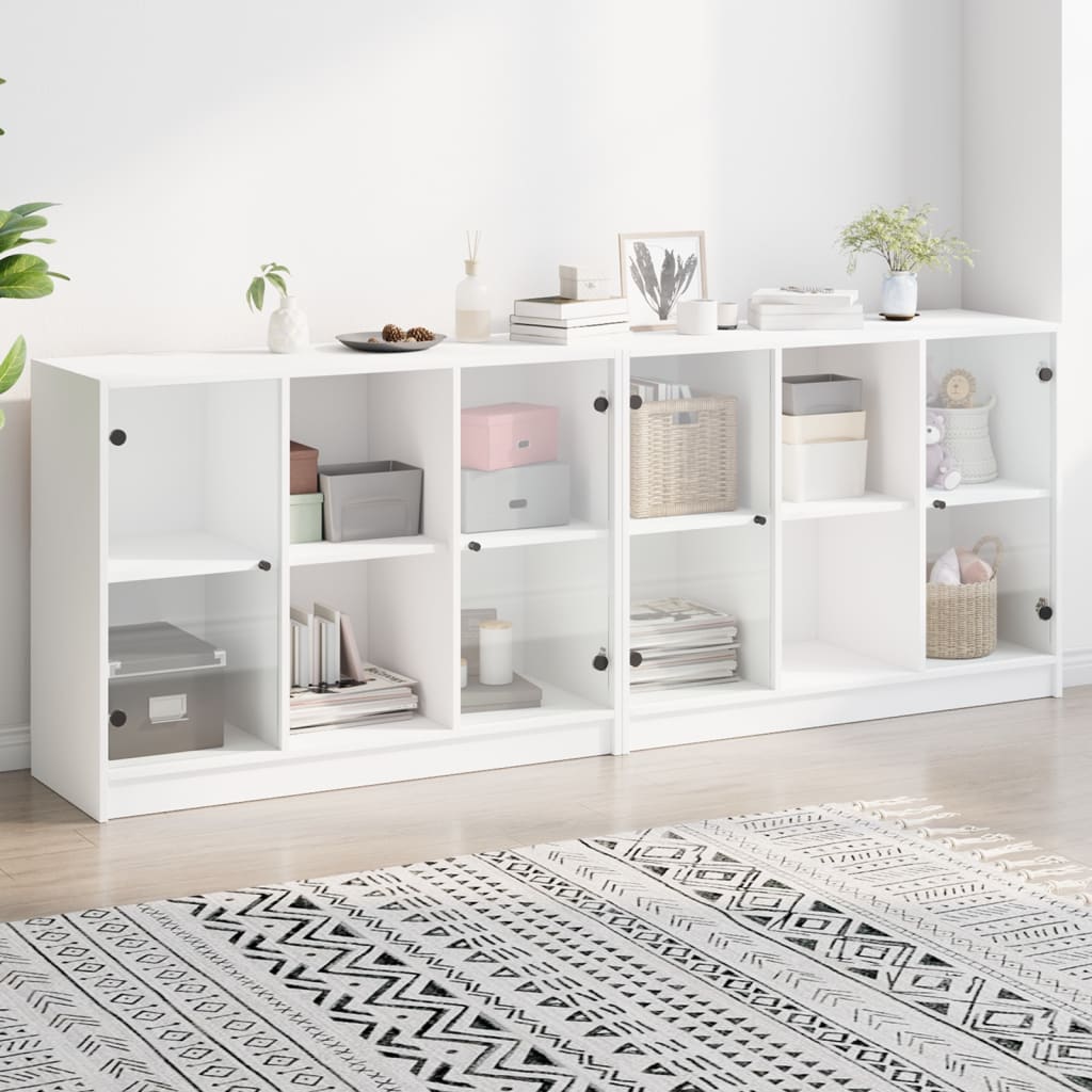 Bokhylle med dører hvit 204x37x75 cm konstruert tre vidaXL