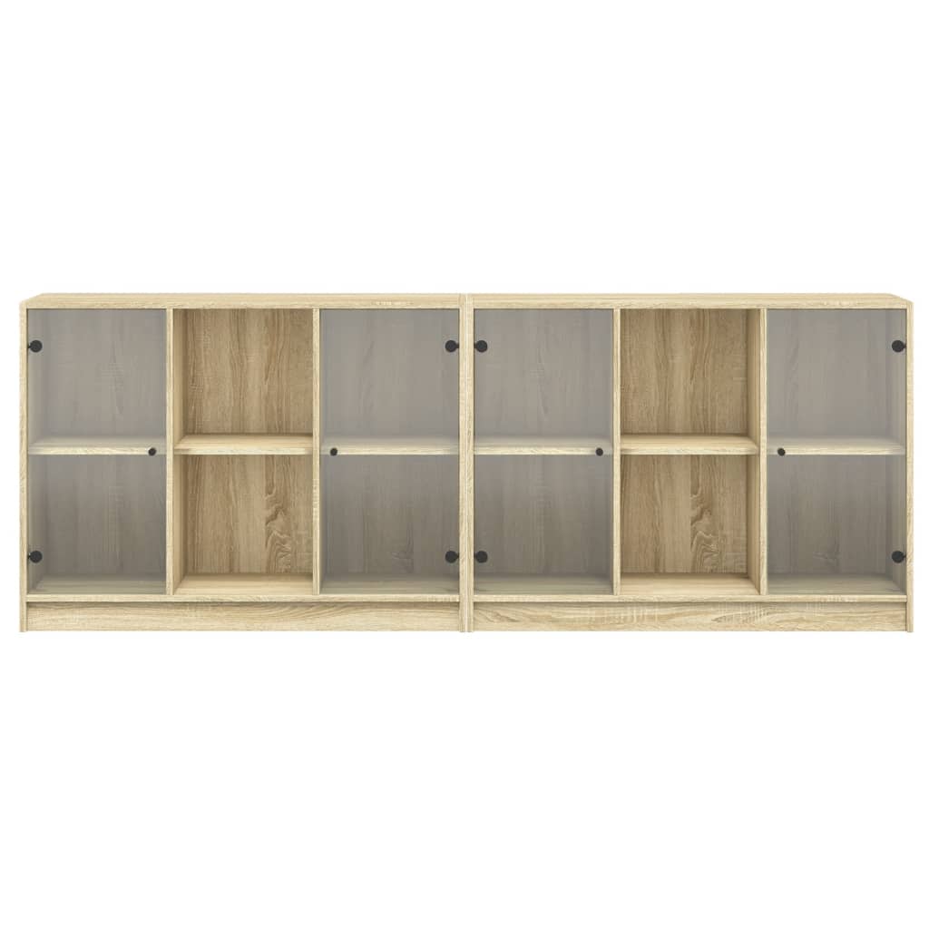 Bokhylle med dører sonoma eik 204x37x75 cm konstruert tre vidaXL