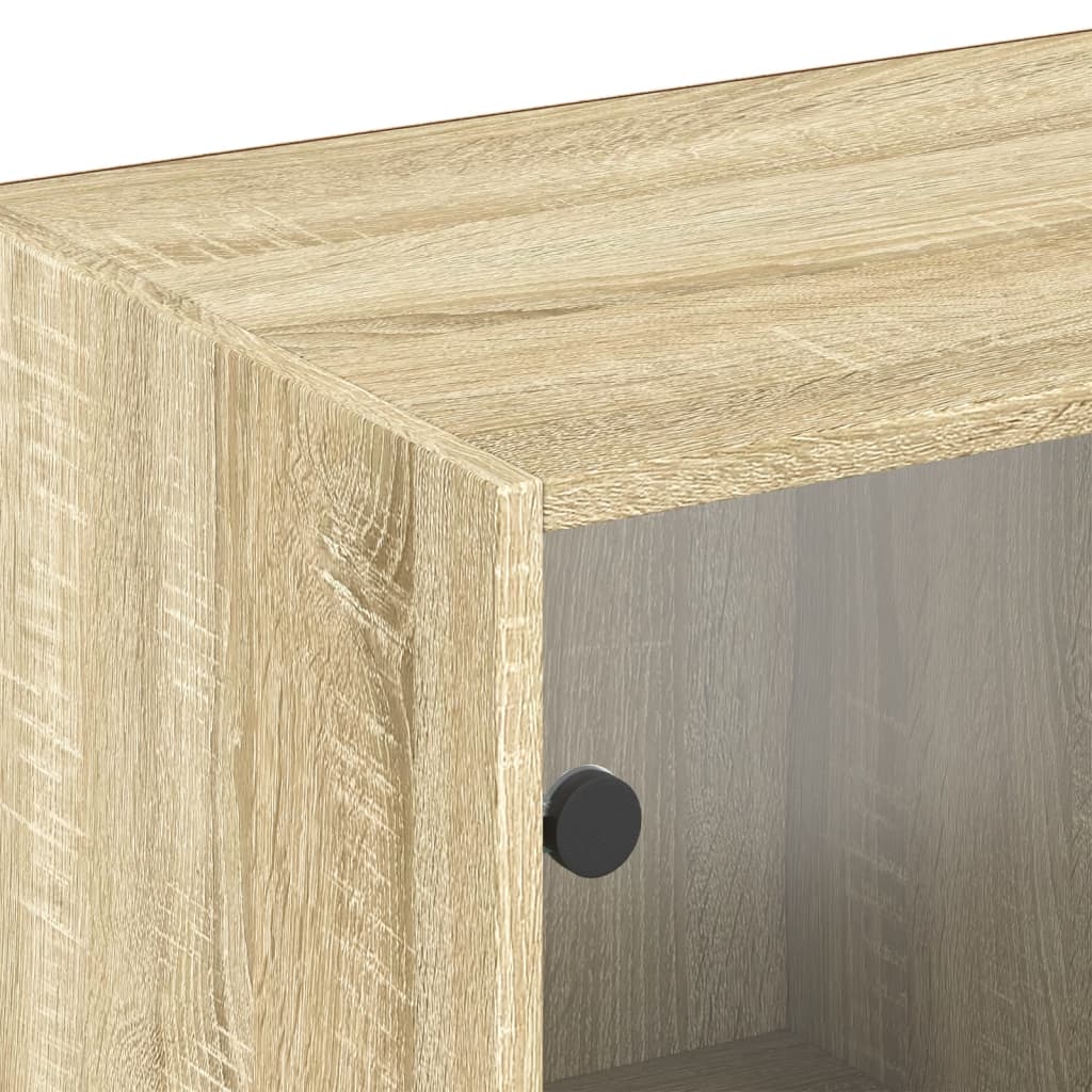 Bokhylle med dører sonoma eik 204x37x75 cm konstruert tre vidaXL