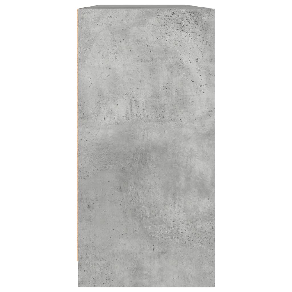 Bokhylle med dører betonggrå 204x37x75 cm konstruert tre