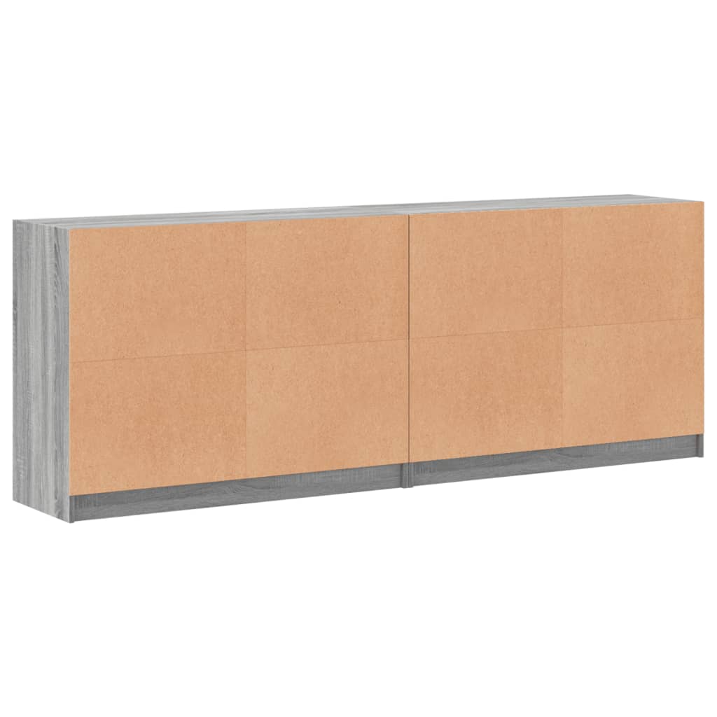 Bokhylle med dører grå sonoma 204x37x75 cm konstruert tre
