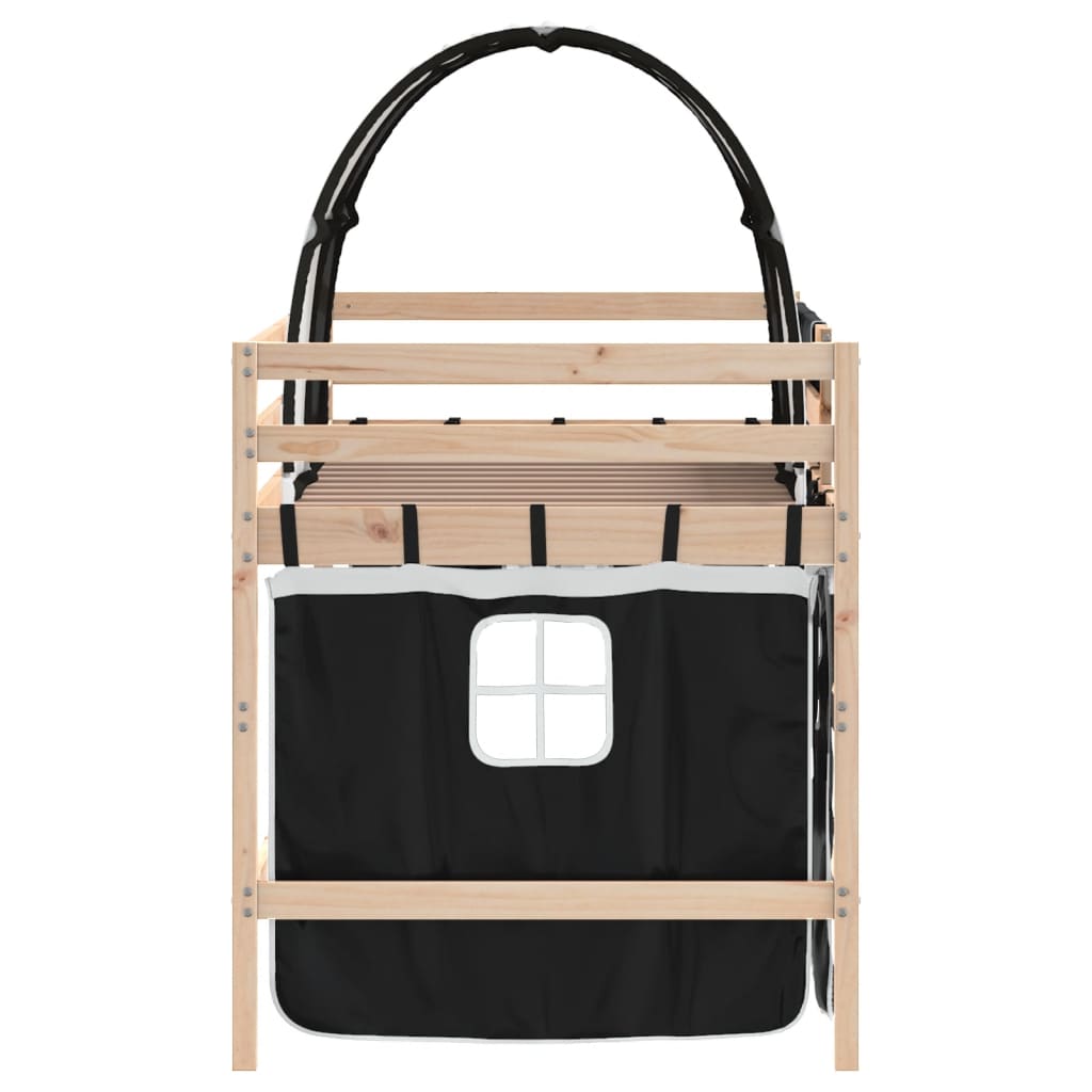 Køyeseng for barn tunnel hvit og svart 80x200 cm heltre furu